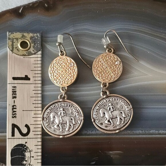GREEK MYTHOLOGY GOD ZEUS RIDER COIN EARRINGS - Picture 7 of 7
